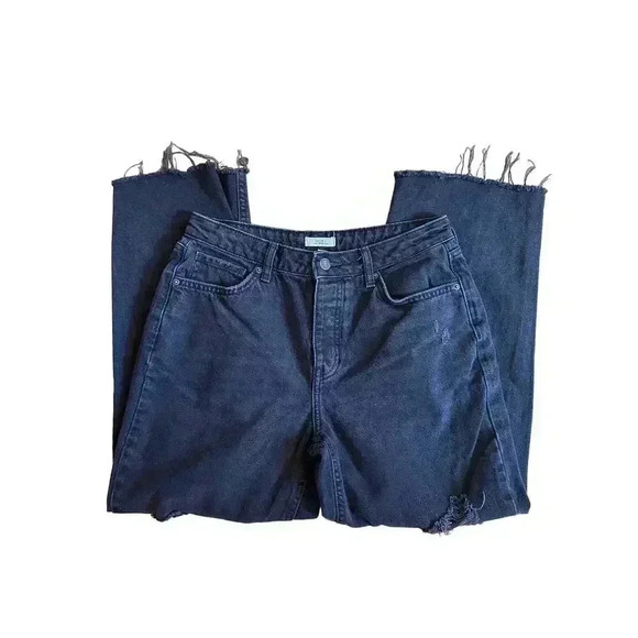 Forever 21 Distressed Ripped Straight‎ Leg Mom Fit High Rise Black Jeans Size 27 - Picture 6 of 6